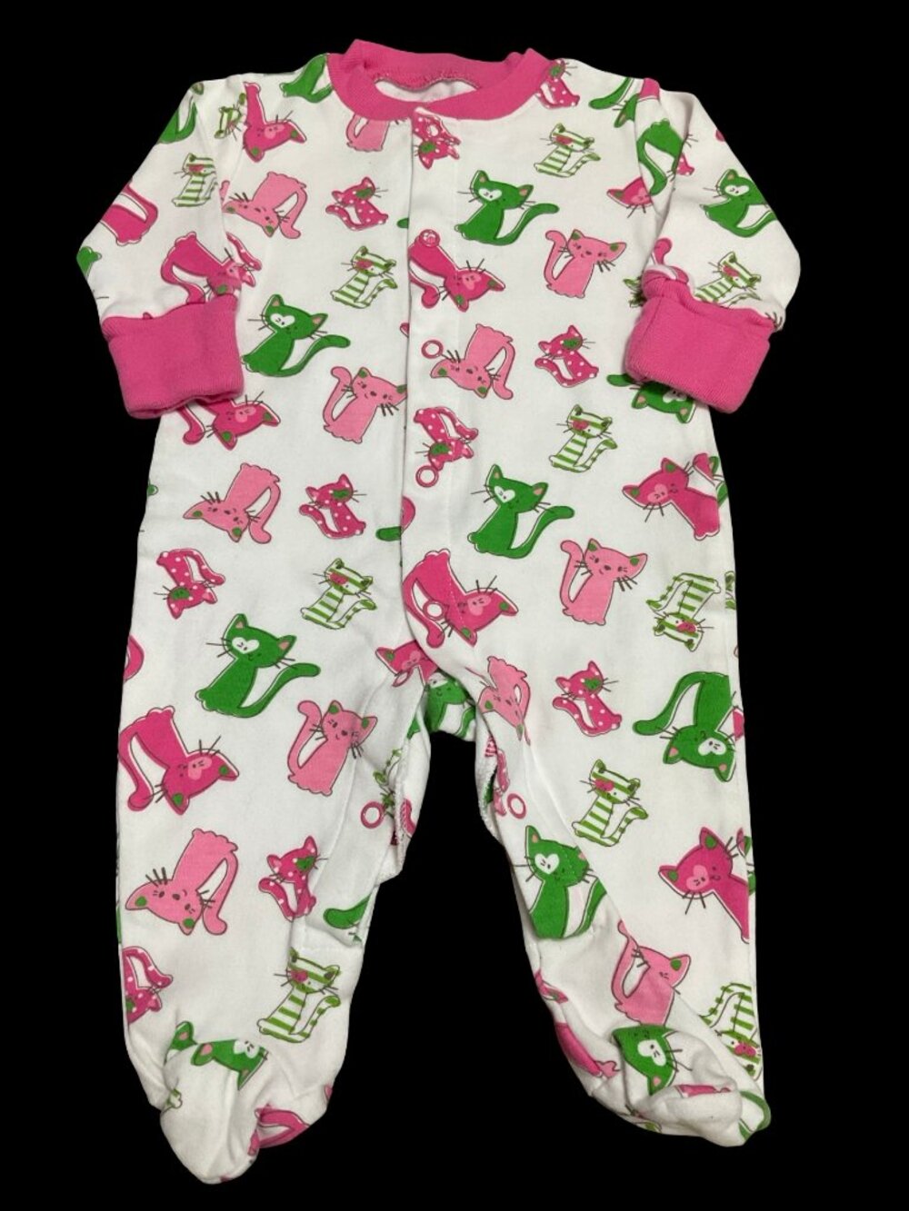 👣 10/$25 - Pink/Green Cat Print Sleeper